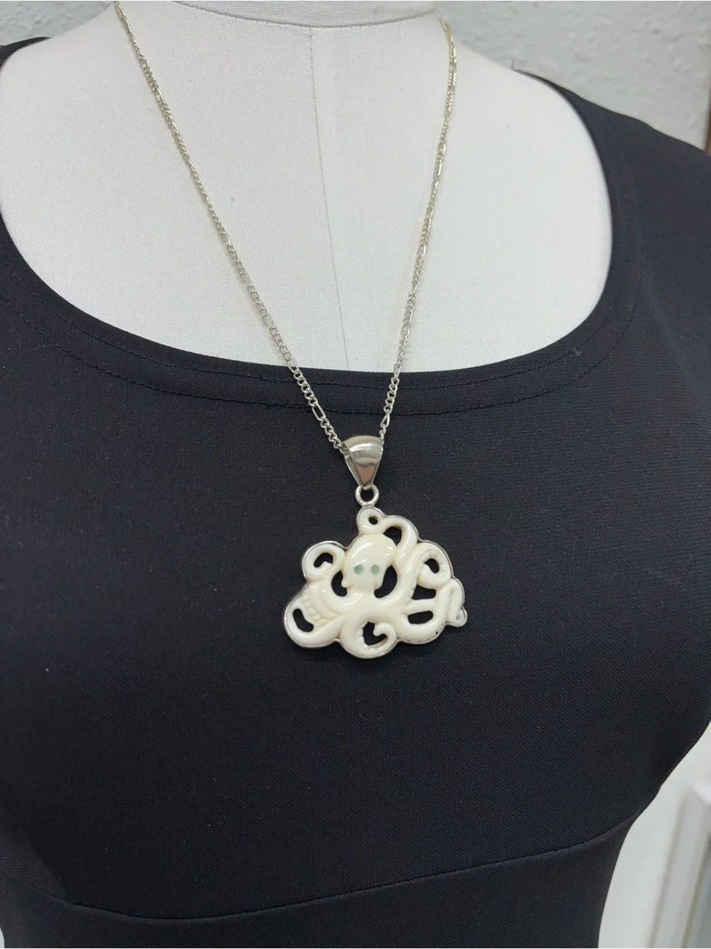 Charles Albert Sterling Silver Octopus Pendant Necklace
